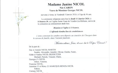 Madame Janine NICOL née CARON