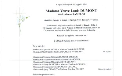 Madame Lucienne DUMONT née RAMELOT