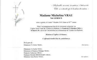 Madame Micheline VRAU née LEROUX