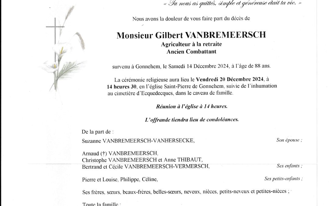 Monsieur Gilbert VANBREMEERSCH