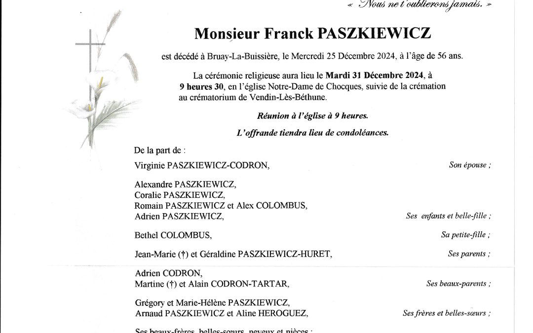 Monsieur Franck PASZKIEWICZ