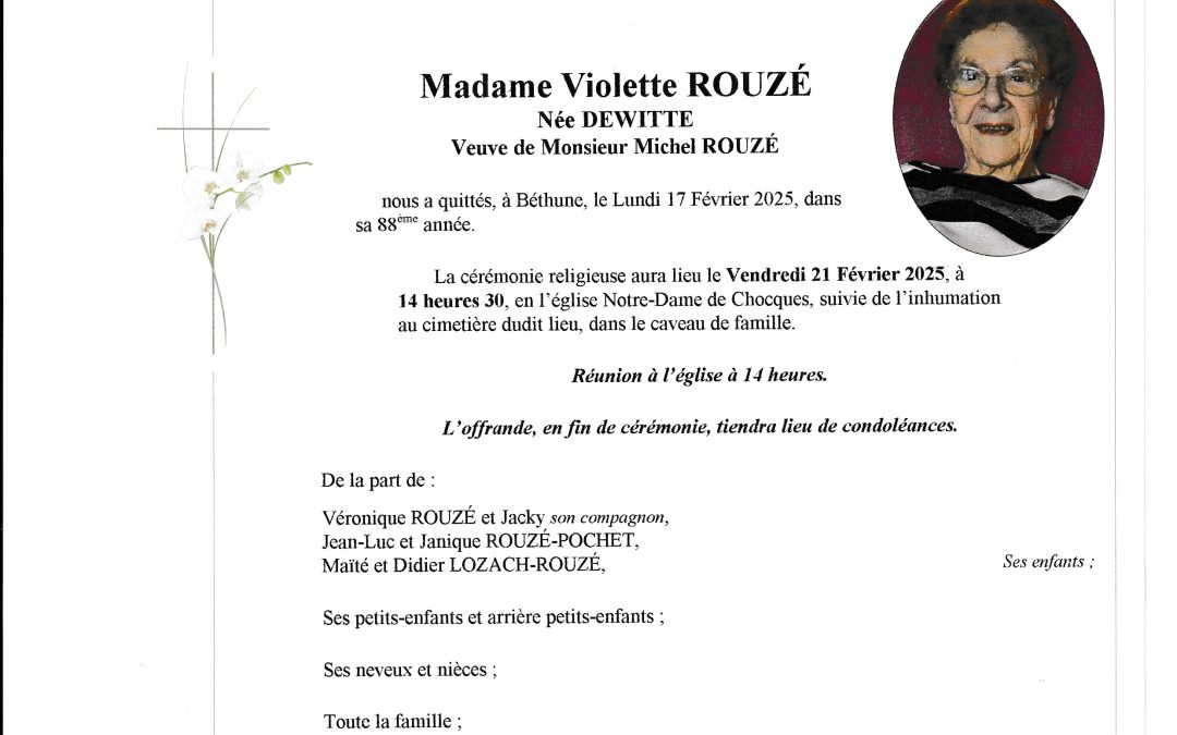 Madame Violette Rouzé née Dewitte