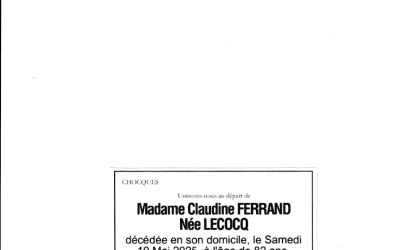 Madame Claudine FERRAND née LECOCQ