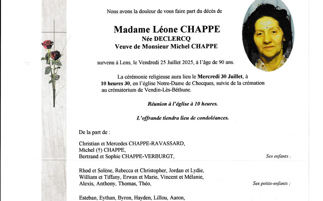 Madame Léone CHAPPE née DECLERCQ