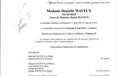 Madame Danielle MAYEUX née DUBOIS