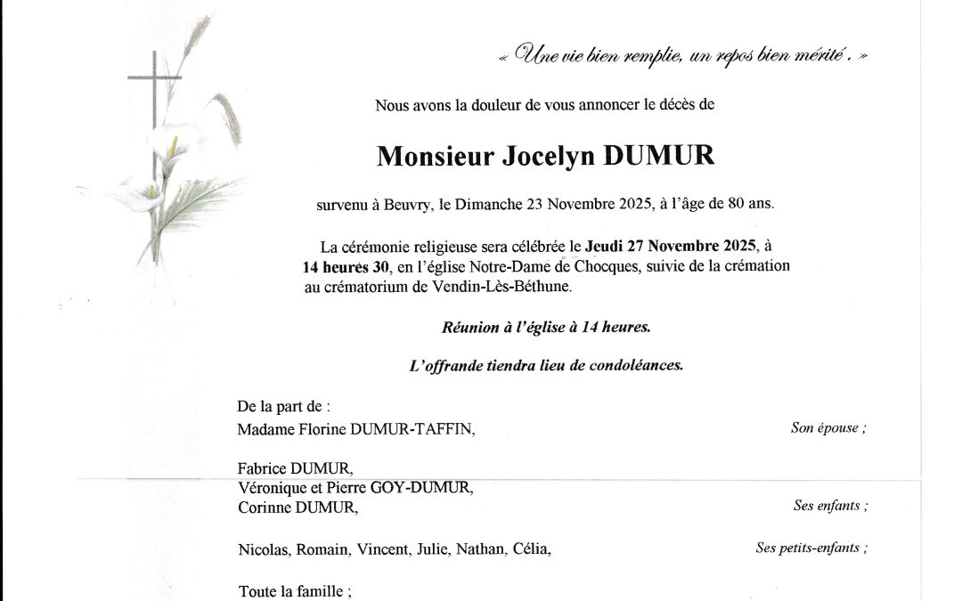Monsieur Jocelyn DUMUR