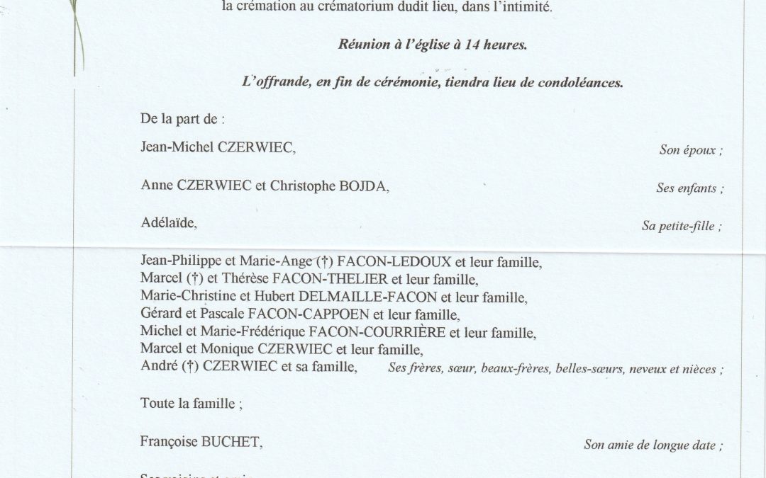 Madame Emma FACON née CZERWIEC