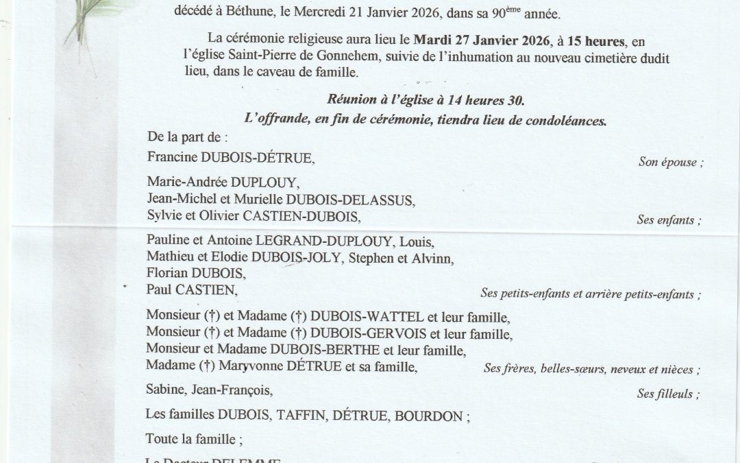 Monsieur Gérard DUBOIS