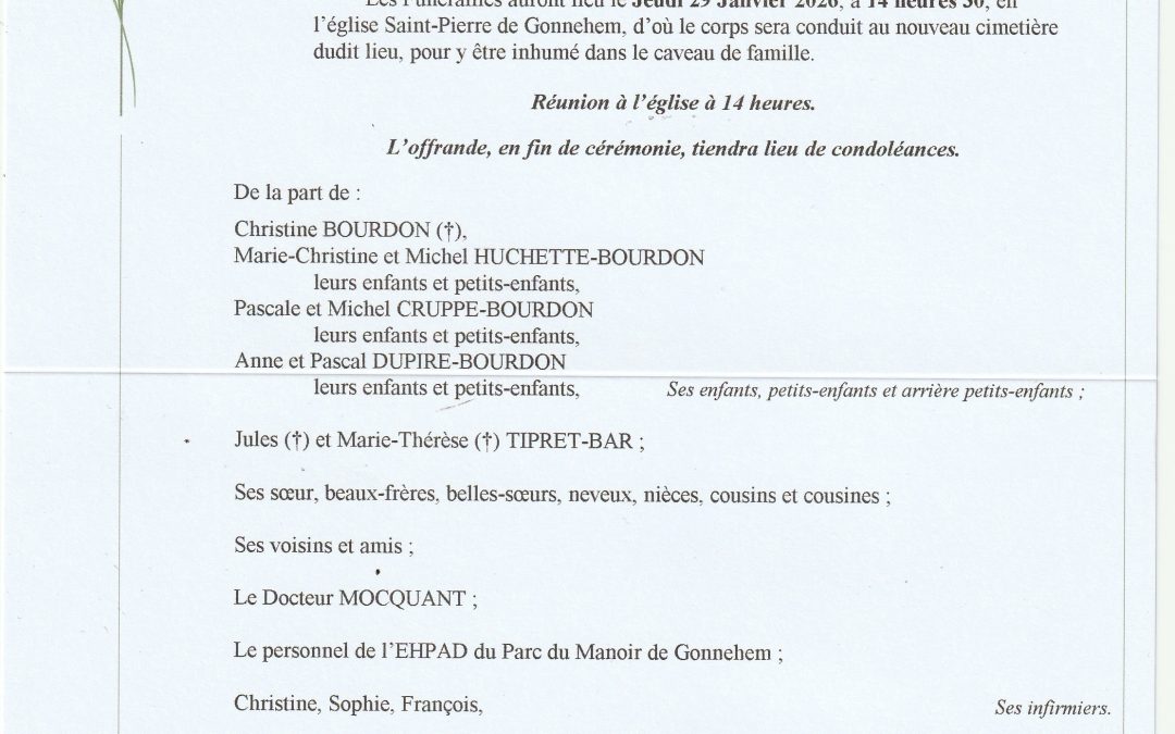 Madame Zoé BOURDON née BAR