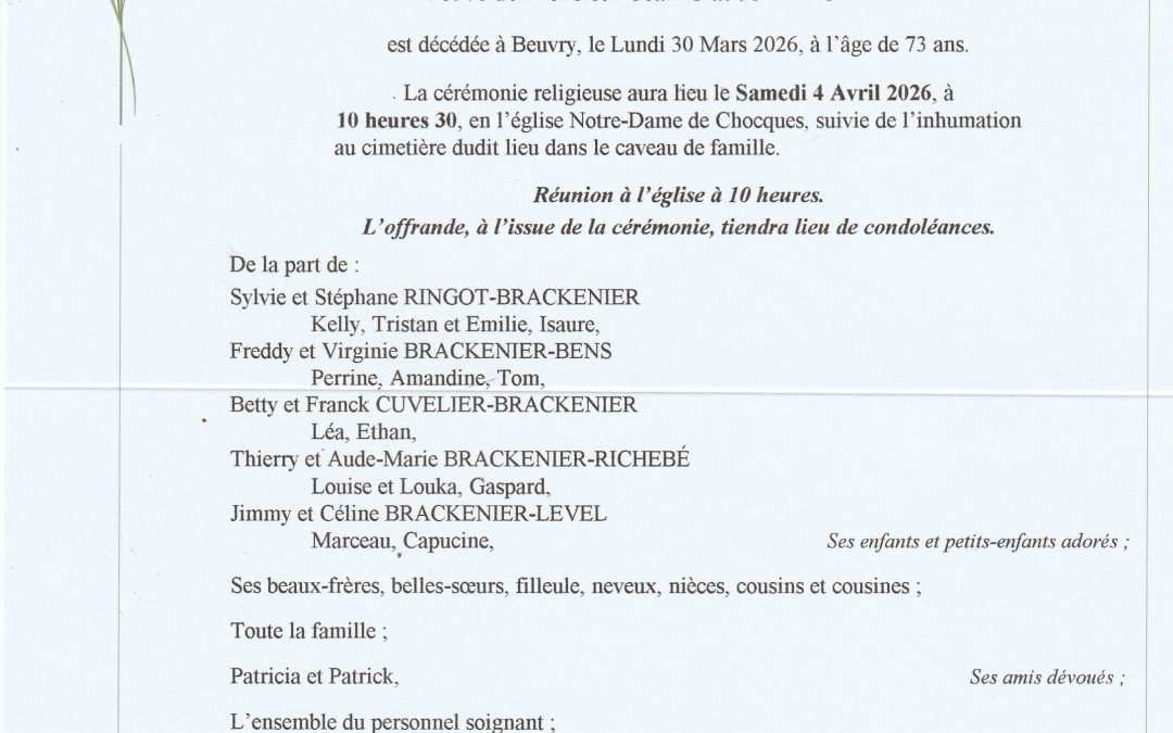 Madame Martine BRACKENIER née DEBROUX