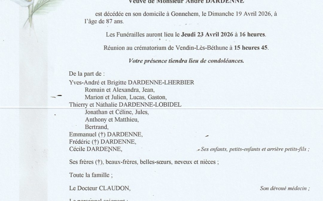 Madame Christiane DARDENNE née DELMER