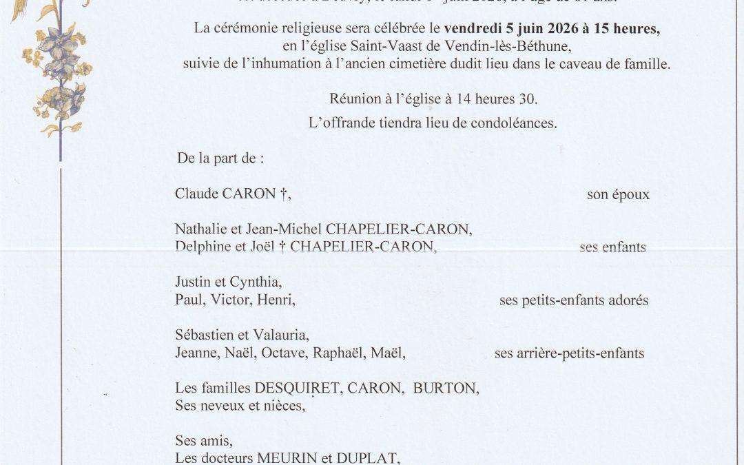 Madame Bernadette CARON née DESQUIRET