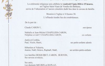 Madame Bernadette CARON née DESQUIRET