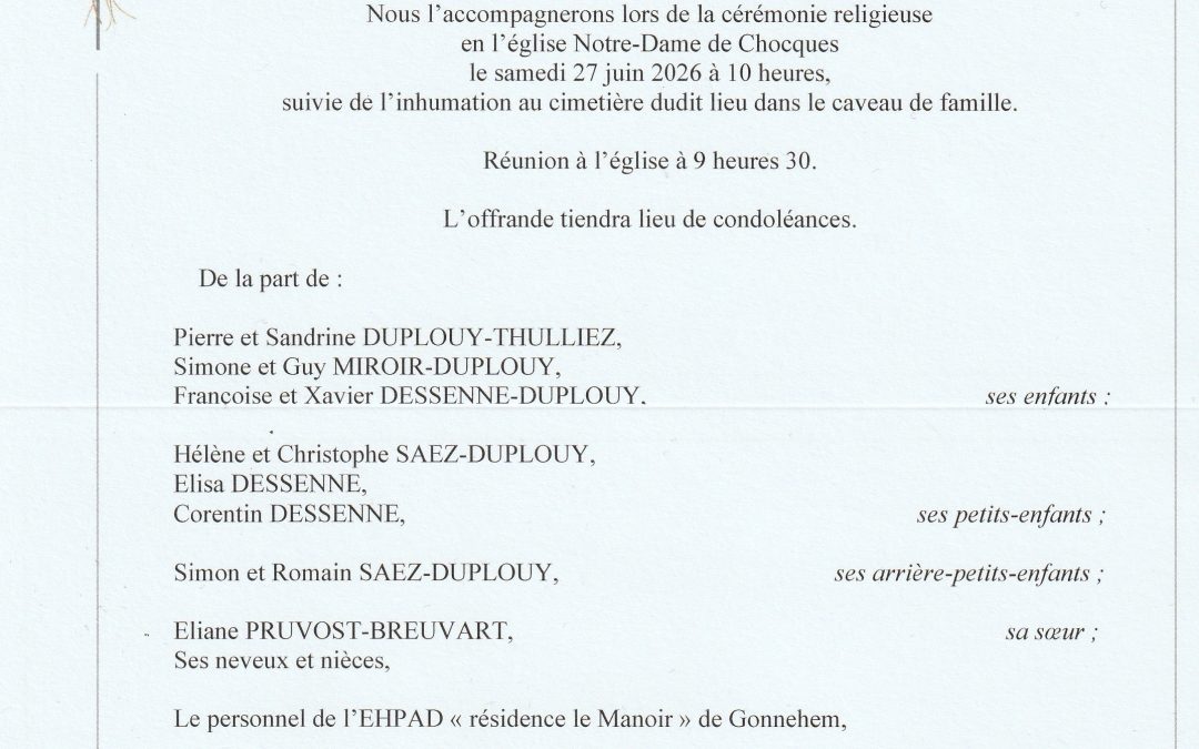 Madame Eugénie DUPLOUY née BREUVART