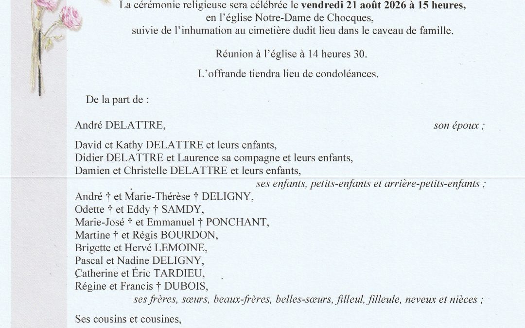 Madame Raymonde DELATTRE née DELIGNY